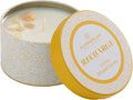 Luxury Candle Tin, 4 OZ, Recharge - Citrine Crystal Infused - Scents of Lemongrass, Geranium, and Basil - Happiness, Manifestation, & Abundance - Coconut Wax Blend, Essential Oils