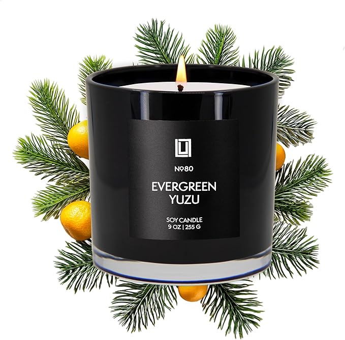 Lulu Candles | Evergreen Yuzu | Luxury Scented Soy Jar Candle | Hand Poured in The USA | Highly Scented & Long Lasting (9 Oz.)