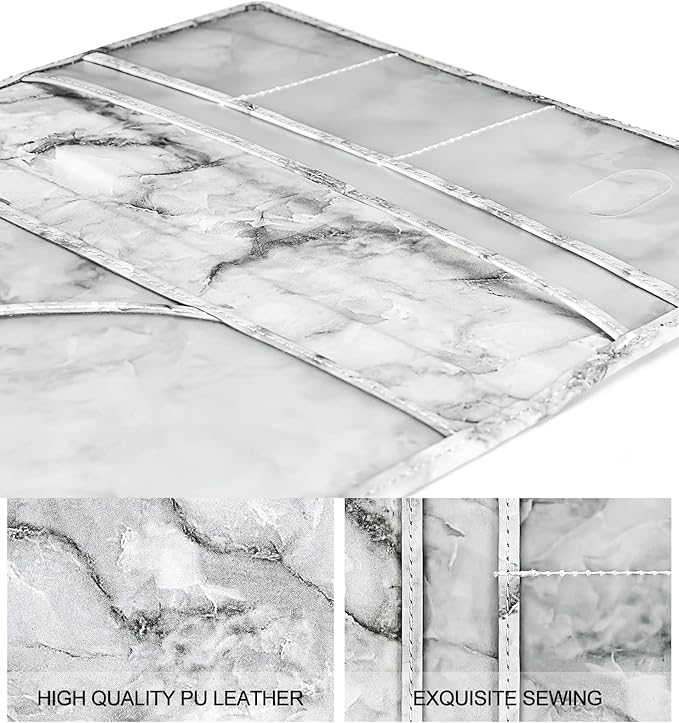 HERRIAT Car Registration and Insurance Card Holder,Marble Leather Vehicle Glove Box Automobile Documents Paperwork Wallet Case Organizer for ID, Key Contact Information Cards,Men&Women