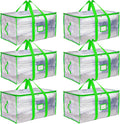 Storage and Moving Bags - Heavy Duty, Dust Protection and Water Resistant, Durable Zipper Closure and Sturdy Handles Best Moving Boxes Alternative (Green, 6 Pack)