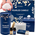 Pearled Candle Sand Mothers Day Gift for Mom, 18oz Sand Wax, 30 Wicks, 2X Natural Fragrance Oils + Large Glass Jar Included, Smoke Free Powder Snow Candles, Upto 120 Hours Burn Time, Candle Making Kit