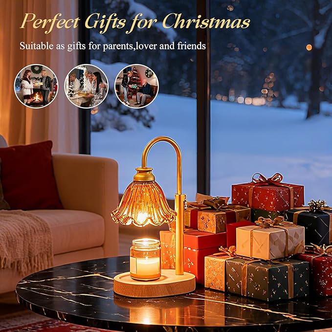 Candle Warmer Lamp with Timer & Dimmable 4-Level Brightness - Adjustable Height,for New Home Bedroom, Gifts for Women(Brown2)