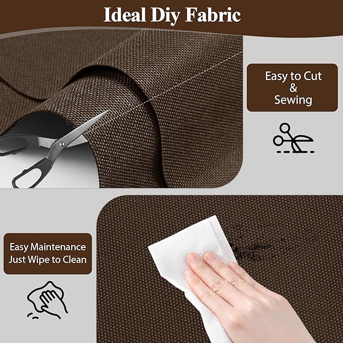 Foreate Waterproof Canvas Fabric by The Yard 600D Fade & UV Resistant Indoor Outdoor Oxford Fabric 58” W Upholstery Polyester Material for Patio Chairs Tent Camping DIY, 3 Yard Brown