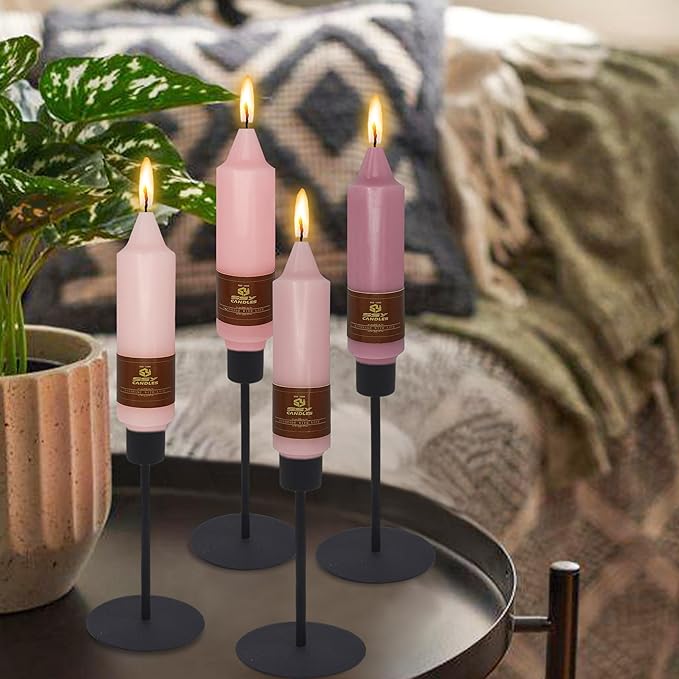 4 PCS Taper Candles Gradient Pink Taper Candlesticks 5 inch Short Candle Sticks for Dinner Household Wedding Party Home Décor Candlesticks