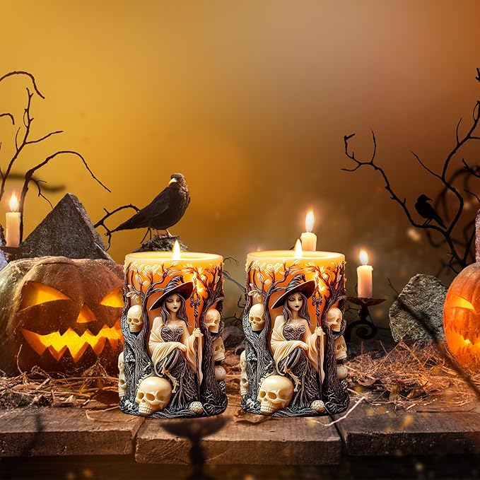 Witch Candle Silicone Molds Resin Casting Mould for for DIY Halloween Candles Polymer Clay Crafting, Home Décor, and Gifts