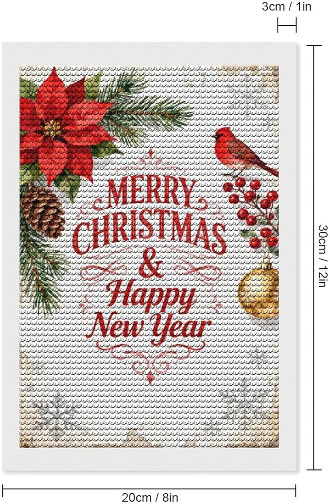 AIVKIEJK Diamond Painting Kits for Adults - Merry Christmas & Happy New Year Painting DIY 5D Full Drill Diamond Dots Paintings with Diamonds Gem Art and Crafts Home Decor 8"x12"
