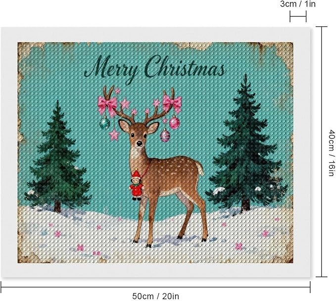 AIVKIEJK Diamond Painting Kits for Adults - Merry Pink Christmas Santa Deer & Tree Painting DIY 5D Full Drill Diamond Dots Paintings with Diamonds Gem Art and Crafts Home Decor 16"x20"