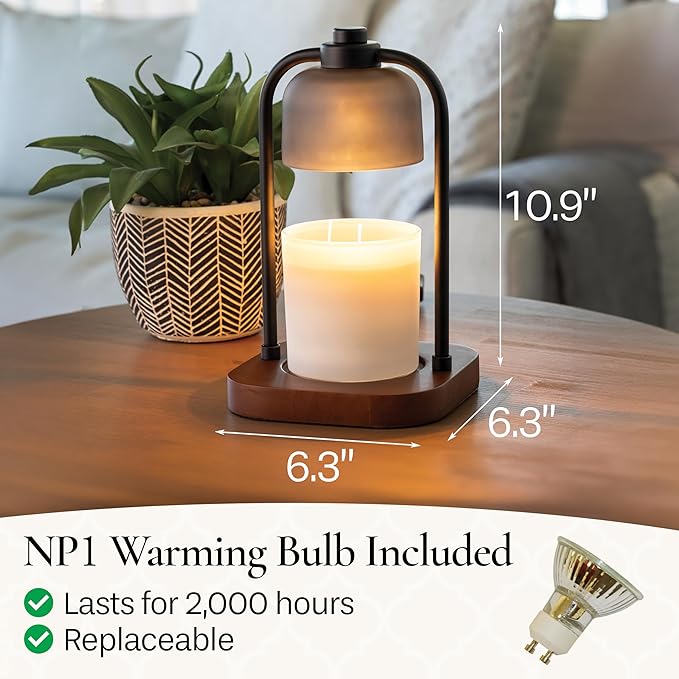 Candle Warmers ETC. Illumination Fragrance Warmer- Light-Up Warmer for Warming Scented Candle Wax Melts and Tarts or to Freshen Room, Wicker Rattan Lantern