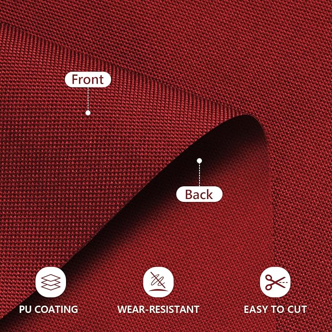 Waterproof Canvas Fabric by The Yard 58inch 600D Upholstery Material Polyester Fabric Outdoor Water Resistant Fabric for Sewing Chair Patio Cushion Purse Bag Interior, 8 Yard Red