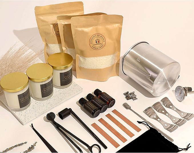 Fragranthetic Luxury Candle Making Kit for Adults | DIY Soy Candle Making Kit with Glass Jars, Wood Candle Wicks, Cotton Wicks & Candle Accessory Set