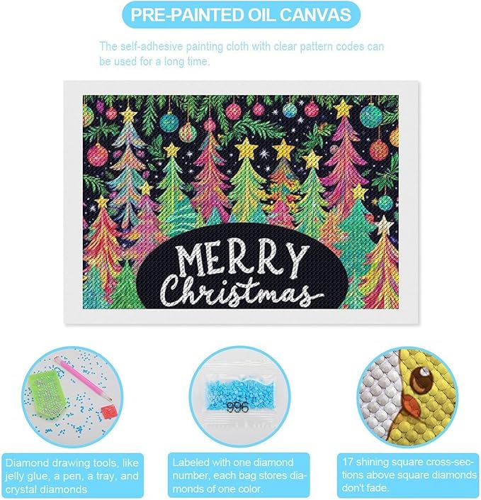 AIVKIEJK Diamond Painting Kits for Adults - Colorful Christmas Tree Painting DIY 5D Full Drill Diamond Dots Paintings with Diamonds Gem Art and Crafts Home Decor 8"x12"