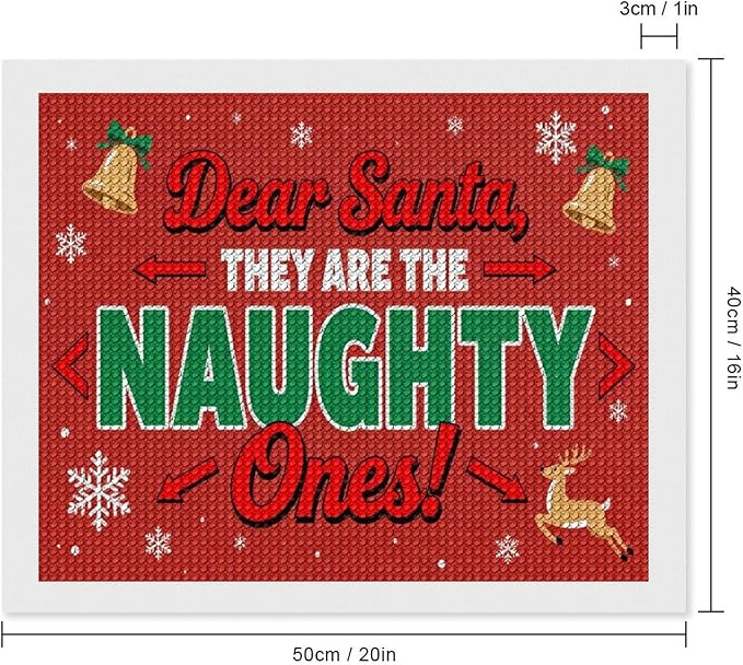AIVKIEJK Diamond Painting Kits for Adults - Christmas Dear Santa, They are The Naughty Ones Painting DIY 5D Full Drill Diamond Dots Paintings with Diamonds Gem Art and Crafts Home Decor 16"x20"