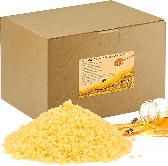 TRINIDa Yellow Beeswax Pellets 10LB, Organic Yellow Beeswax, Beeswax for Candle Making, Body, Skin Care DIY, Lip Balm and Soap Making Supplies