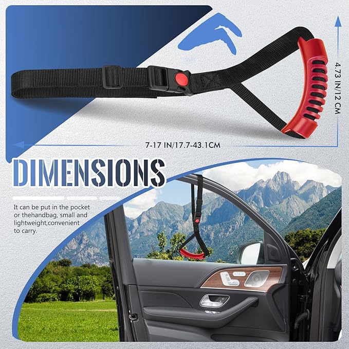 Car Door Handle for Elderly Car Handle Assist Support, Portable Auto Grab Handles with Strap for Handicap Seniors