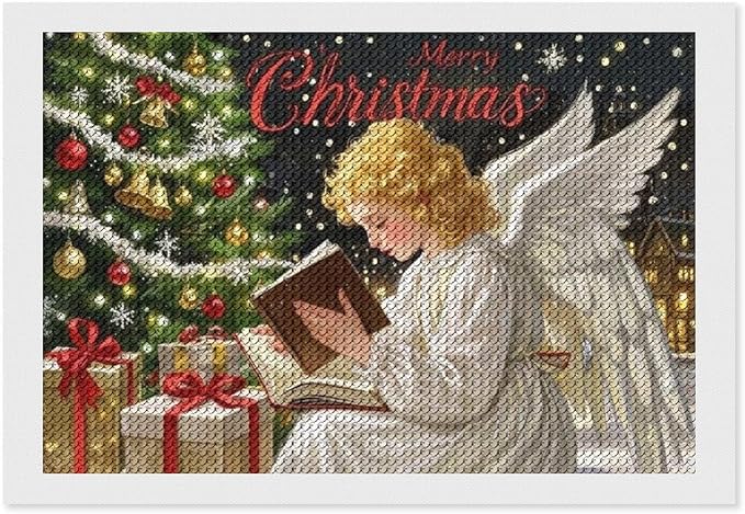 AIVKIEJK Diamond Painting Kits for Adults - Merry Christmas Angel Welcome Painting DIY 5D Full Drill Diamond Dots Paintings with Diamonds Gem Art and Crafts Home Decor 8"x12"