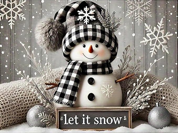 Winter Snowman Diamond Art Kits for Adults, Christmas Diamond Painting Kits for Beginners, 5D Full Drill Gem Art Paint with Diamonds Dots Crafts Kits for Home Decor Gift 16x12inch