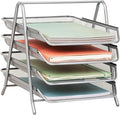 Mind Reader 4-Tier Paper Tray, Desktop Organizer, File Storage, Office, Metal Mesh, 12"L x 13.75"W x 12.5"H, Silver