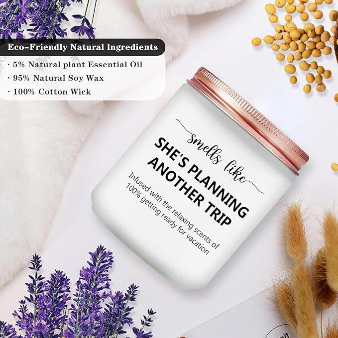 Travel Gifts for Women, Men - Travelers, Tourist Unique Great Gifts - Best Christmas Creative Vacation Trip Gift for The International Traveler People Who Travel - Lavender Scented Candle