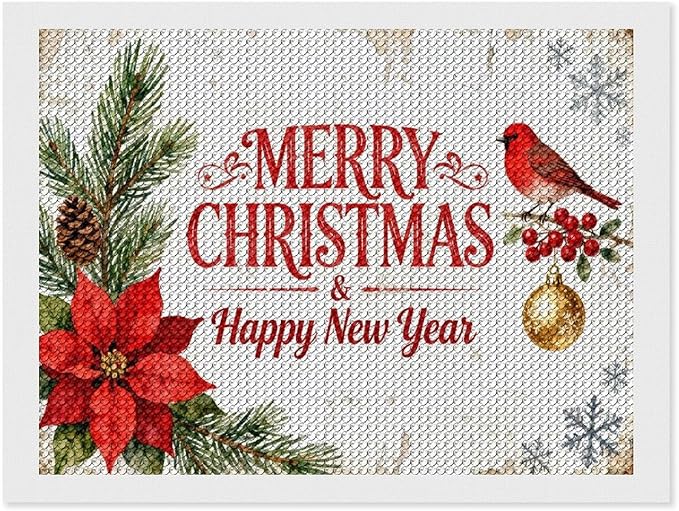 AIVKIEJK Diamond Painting Kits for Adults - Merry Christmas & Happy New Year Painting DIY 5D Full Drill Diamond Dots Paintings with Diamonds Gem Art and Crafts Home Decor 12"x16"