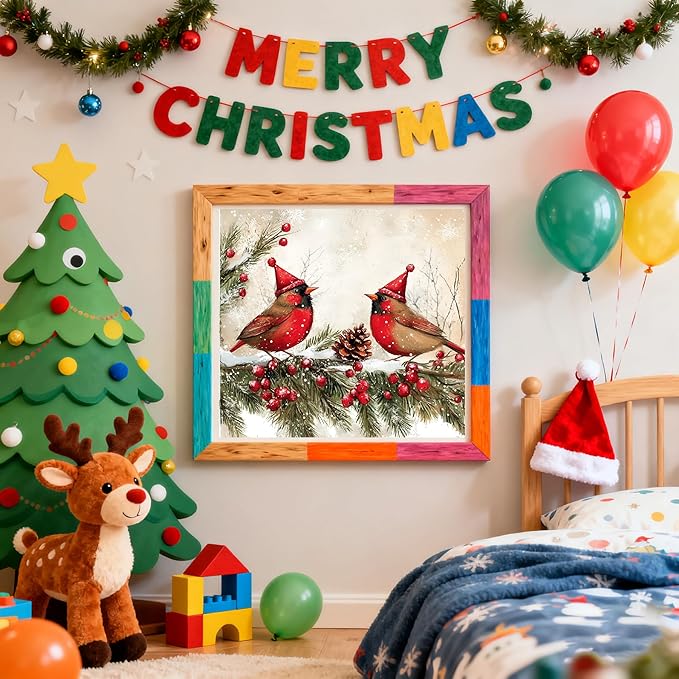 VIGEGU Christmas Diamond Art Kits for Adults - Cardinal Birds Diamond Painting Kits for Adults,Winter 5D DIY Full Round Drill Paint with Diamonds Dots Gem Art Crafts Kits for Home Decor 12x12 in