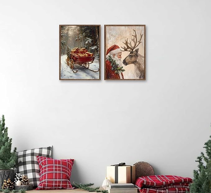 Paint by Number Kit for Adults & Kids, 2 Pack Christmas DIY Painting Kit, 16x20 Inch Canvas Each, with Brushes, Paints & Hanging Kits Unframed