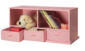 Badger Basket Stackable Toy Storage Organizer - 5-Shelf Modular Unit with 3 Removable Fabric Bins, Solid Panel Construction, Expandable Design for Toys and Crafts - Pink