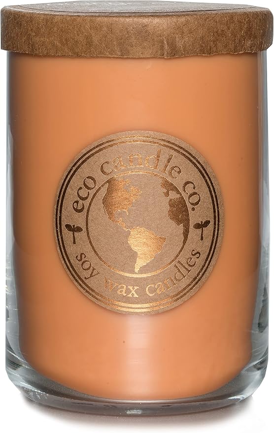 ECO CANDLE CO. Recycled Candle, Orange Clove, 26 oz. Double Wick - Scents of Oranges Pierced with Spicy Cloves - 100% Soy Wax, No Lead, Kraft Paper Label & Lid, Hand Poured