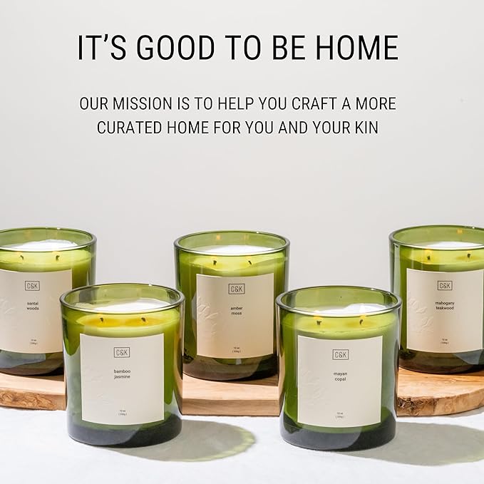 Craft & Kin 12oz Mayan Copal Scented Candles for Home | Premium Green Scented Candles for Men | Made with Natural Soy | Winter Candles Gifts for Men and Women | Nature Collection
