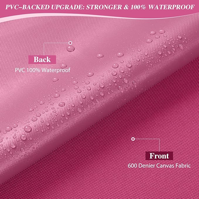 ANMINY 100% Waterproof Outdoor Fabric by The Yard, 58" W 600D Marine Canvas Fabric with PVC Backing, Ripstop Upholstery Material for Furniture Boat Covers Tent Awning, 1 Yard Pink