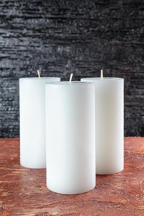 Melt Candle Pillar Candles, 3 Pack - Unscented Candles for Home, Church, Weddings, & More - 3" x 6", White