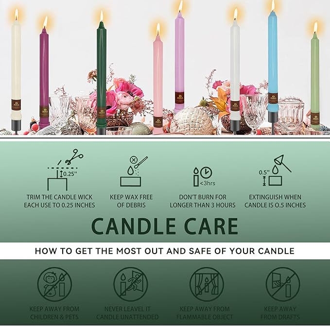 Taper Candles Christmas Printed Candlestick 4 PCS 10 inch Long Taper Candle Unscented Candlesticks Handmade Tapered Candles for Christmas Dinner Household Wedding Party Housewarming Home Décor Candles