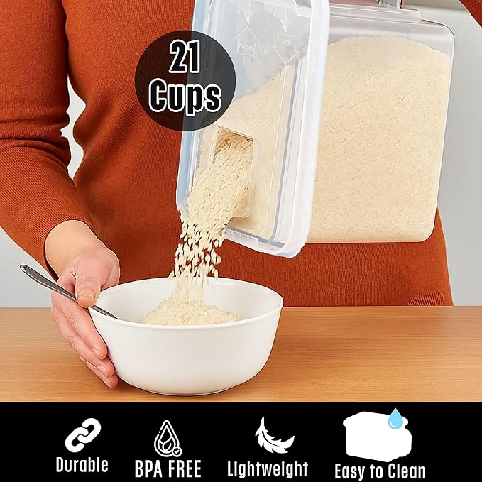 Buddeez Cereal Containers Storage - Airtight Food Storage Containers with Lids - BPA Free Plastic Food Dispenser 21 Cup White