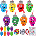 Funrous 48 Sets Christmas Crafts Kit Colorful Lights Bulbs Expression Paper Crafts DIY Xmas Tree Hanging Ornaments Decorations with Pompoms Diamond Stickers Eyes Arts Classroom Activities Party Favor