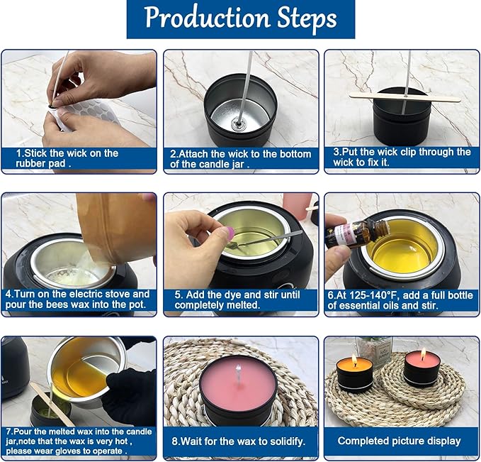 Oligar Complete Candle Making Kit, DIY Candle Making Supplies for Adults,Beginners, Including Bees Wax, Candle Wicks, Dyes, Melting Pot, Rich Scents, Spoon, Candle Jars, Rubber Pads, Decorative Label