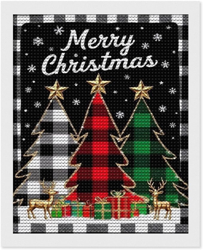 AIVKIEJK Diamond Painting Kits for Adults - Merry Christmas Tree Holiday Painting DIY 5D Full Drill Diamond Dots Paintings with Diamonds Gem Art and Crafts Home Decor 16"x20"