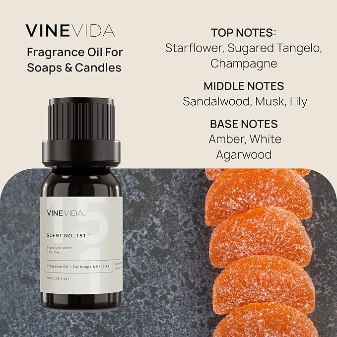 VINEVIDA [10 ml] Tan Lines; Fragrance Oil for Candle Making and Soap Making - Premium Candle Scents for Soy Candles