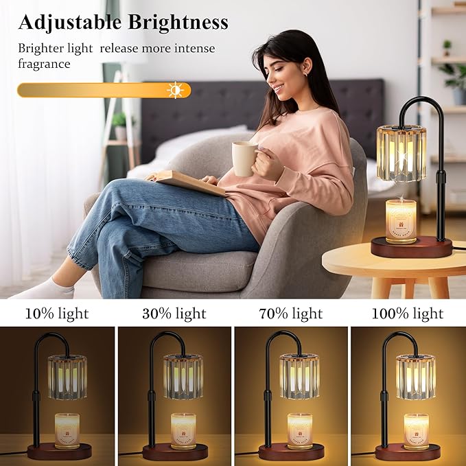 Lukasa Candle Warmer Lamp with Timer, with LED Color Lights, Dimmable, Adjustable Height, House Warming Gifts New Home Decor, Gifts for Women Mom for Birthday Mothers Day Thanksgiving Day Christmas
