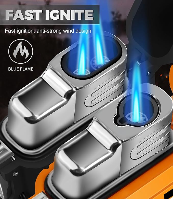 Lafagiet 2 Pack of Torch Lighter, Single & Dual Jet Flame, Windproof, Waterproof, Butane Gas Refillable Lighters Multipack for Candle, Camping, Outdoor Adventure (NO Gas)