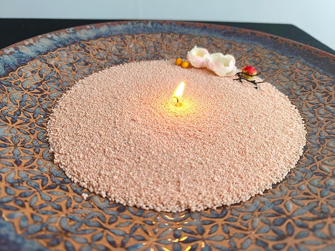 DRMAISON Pearled Candle Wax Sand DIY Kit - 17.6 oz, Cream Brown, Non-Toxic&Smoke-Free, Refillable with 30 Wicks, Long-Lasting Flame, Highly Customizable for Wedding, Party&Holiday Decor