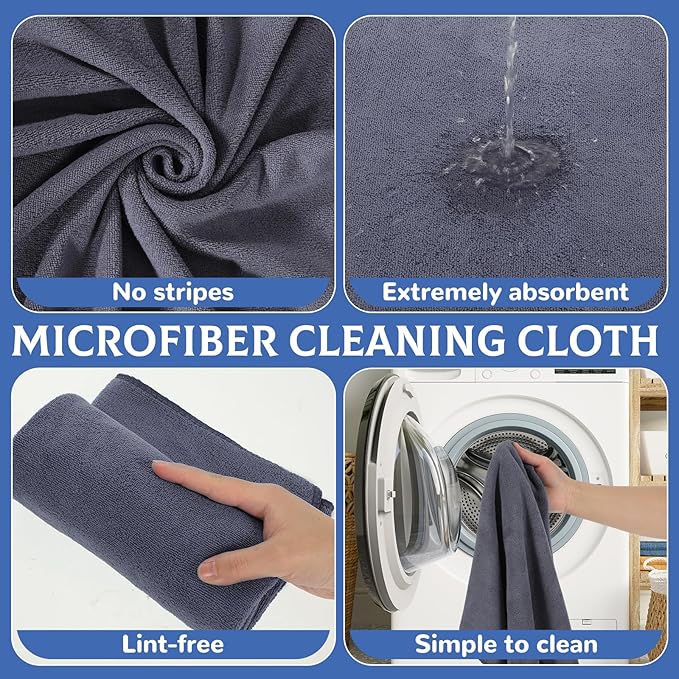 6 Pcs Extra Large Microfiber Cleaning Cloth Reusable Microfiber Towels Thick Washable Cleaning Towel for Home Office Windows Floors and Cars, 30 x 20 Inch(Grey)