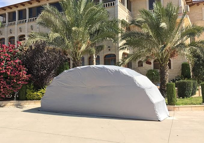 Ikuby Retractable Carport – Foldable Lockable Car Shelter, Heavy Duty All Weather Portable Garage for Cars and SUVs