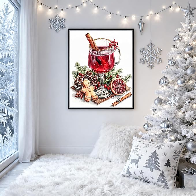 VIGEGU Christma 5D Diamond Painting Kits for Adults,Wine Diamond Art kit for Beginners,DIY Full Round Drill Diamond Dots with Gem Art Crafts for Home Wall Decor 12 x16 Inch