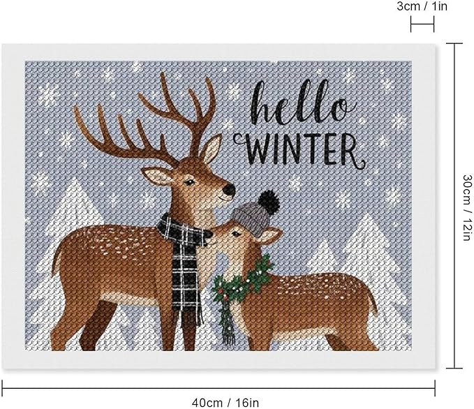 AIVKIEJK Diamond Painting Kits for Adults - Reindeer Snowflake Winter Seasonal Painting DIY 5D Full Drill Diamond Dots Paintings with Diamonds Gem Art and Crafts Home Decor 12"x16"