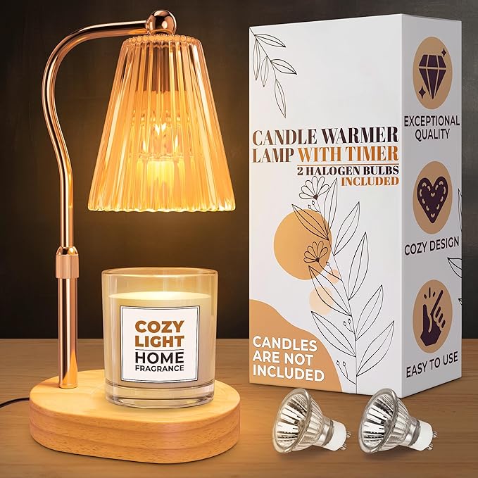 Adjustable Candle Lamp Warmer with Timer & Dimmer – Brightness Flameless Lamp Candle Warmer for Jar Candles – Elegant Housewarming Gifts for Women, Mothers Day Gifts for Mom, and Presents for New Home