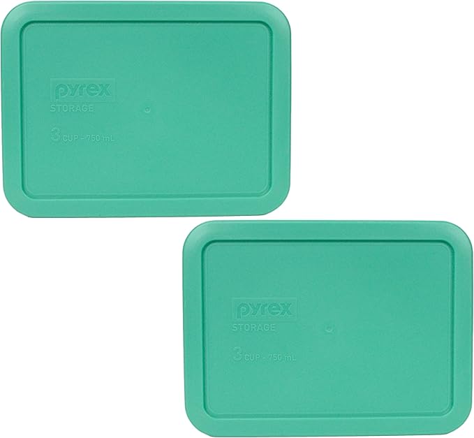 Pyrex 7210-PC 3 Cup Light Green Food Storage Replacement Lid (2-Pack) - Made in USA