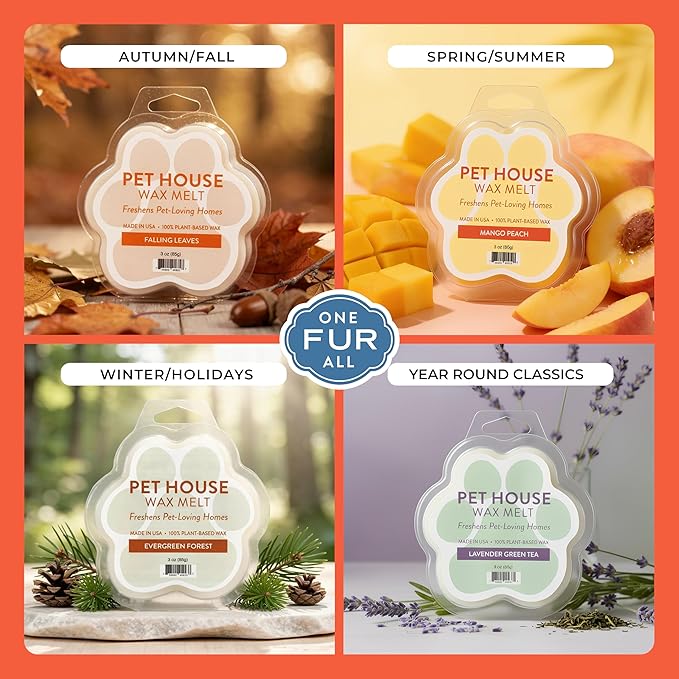 Pet House Mango Peach Scented Wax Melts - Long-Lasting Plant Based/Soy Wax Melts for Pet Odor Pack of 2