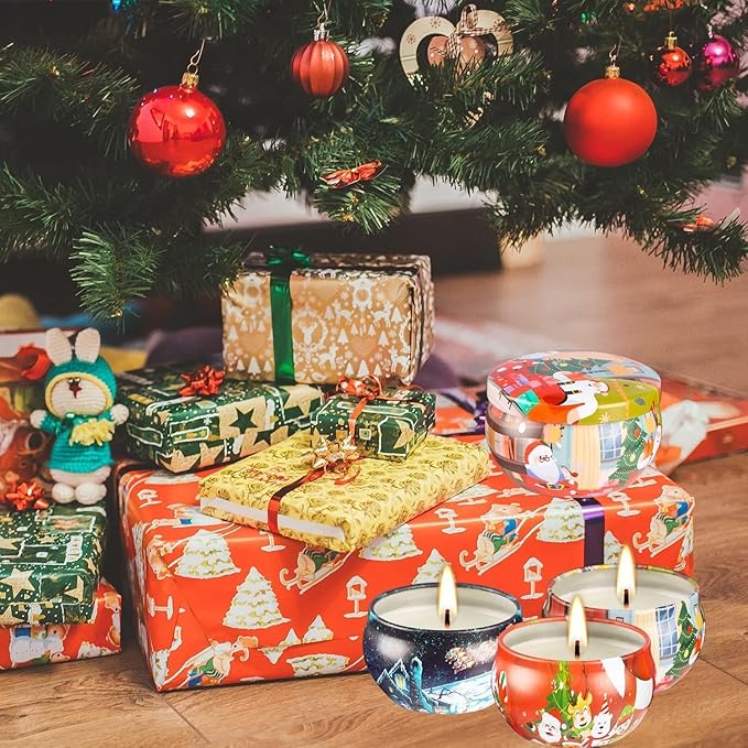 16 Pack Christmas Scented Candles Gift Set 2.5oz Strong Fragrance jar Candles Natural Soy Wax Candles Portable Travel Tin Jar Candles Gifts for Home Scented Decoration Birthday Valentine'sDay