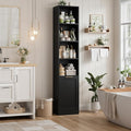 FACBOTALL 73.5" Tall Narrow Bookshelf, Tall Bathroom Storage Cabinet, Slim Bathroom Cabinet with Doors, 6 Tier Slim Bookshelf with Storage, Narrow Storage Cabinet for Living Room, Home Office, Black