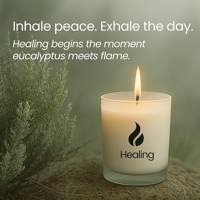 Natur IX Soy Healing Candle for Cleansing, Energy Renewal | Aromatherapy with Eucalyptus, Pine, Sage & Mint | 50 Hour Burn, Meditation & Spiritual Healing Candle with Wood Lid Base, Gift Ready 8.5 oz
