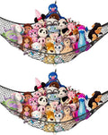 Lilly's Love Large Stuffed Animal Hammock | Corner Hanging Organizer, Toy Storage, Stuffed Animal Storage Net | Made from Quality Fishing Net, Holds 12lbs | 79"x63"x63" (Black, 2 Pack)